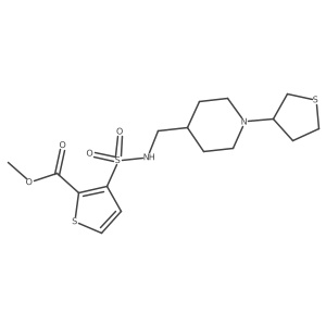 methyl 3-(N-((1-(tetrahydrothiophen-3-yl)piperidin-4-yl)methyl)sulfamoyl)thiophene-2-carboxylate结构式