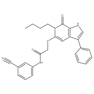 2-((3-butyl-4-oxo-7-phenyl-4,5-dihydro-3H-pyrrolo[3,2-d]pyrimidin-2-yl)thio)-N-(3-cyanophenyl)acetamide Structure