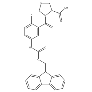 (4R)-3-[5-({[(9H-fluoren-9-yl)methoxy]carbonyl}amino)-2-fluorobenzoyl]-1,3-thiazolidine-4-carboxylic acid Structure