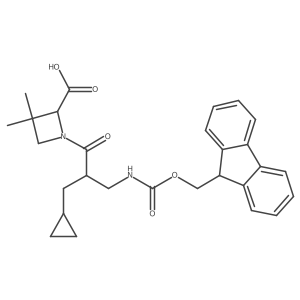 1-[2-(cyclopropylmethyl)-3-({[(9H-fluoren-9-yl)methoxy]carbonyl}amino)propanoyl]-3,3-dimethylazetidine-2-carboxylic acid Structure