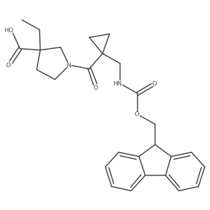 3-ethyl-1-{1-[({[(9H-fluoren-9-yl)methoxy]carbonyl}amino)methyl]cyclopropanecarbonyl}pyrrolidine-3-carboxylic acid结构式