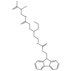3-{4-[2-({[(9H-fluoren-9-yl)methoxy]carbonyl}amino)ethyl]heptanamido}-2-hydroxypropanoic acid Structure