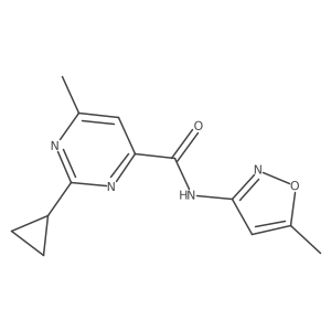 2-cyclopropyl-6-methyl-N-(5-methyl-1,2-oxazol-3-yl)pyrimidine-4-carboxamide结构式