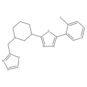 3-[5-(2-Fluorophenyl)-1,3,4-thiadiazol-2-yl]-1-[(1,3,4-oxadiazol-2-yl)methyl]piperidine Structure