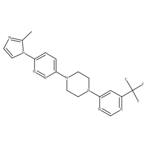 3-(2-methyl-1H-imidazol-1-yl)-6-{4-[6-(trifluoromethyl)pyrimidin-4-yl]piperazin-1-yl}pyridazine结构式