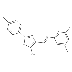 2-(4-chlorophenyl)-4-{[(4,6-dimethyl-2-pyrimidinyl)amino]methylene}-1,3-oxazol-5(4H)-one Structure