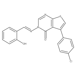 (E)-5-(4-chlorophenyl)-3-((2-hydroxybenzylidene)amino)thieno[2,3-d]pyrimidin-4(3H)-one Structure