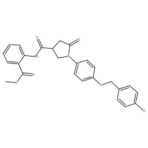Methyl 2-[[[1-[4-[(4-chlorophenyl)methoxy]phenyl]-5-oxo-3-pyrrolidinyl]carbonyl]amino]benzoate结构式