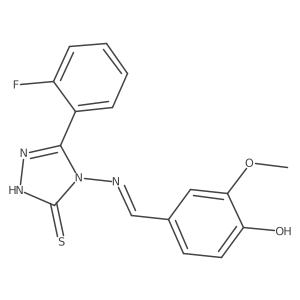 3-(2-Fluorophenyl)-4-((4-hydroxy-3-methoxybenzylidene)amino)-1H-1,2,4-triazole-5(4H)-thione结构式