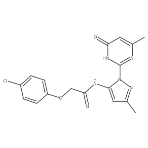 2-(4-chlorophenoxy)-N-(3-methyl-1-(4-methyl-6-oxo-1,6-dihydropyrimidin-2-yl)-1H-pyrazol-5-yl)acetamide结构式