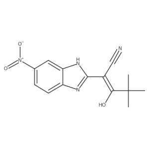 4,4-Dimethyl-2-(5-nitro(3-hydrobenzimidazol-2-ylidene))-3-oxopentanenitrile Structure