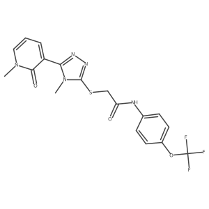 2-((4-methyl-5-(1-methyl-2-oxo-1,2-dihydropyridin-3-yl)-4H-1,2,4-triazol-3-yl)thio)-N-(4-(trifluoromethoxy)phenyl)acetamide Structure