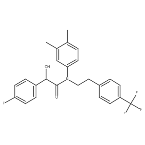 (2S)-N-(3,4-dimethylphenyl)-2-(4-fluorophenyl)-2-hydroxy-N-[2-[4-(trifluoromethyl)phenyl]ethyl]acetamide结构式