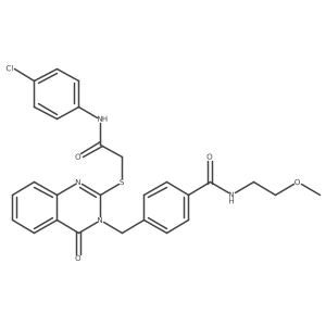 4-((2-((2-((4-chlorophenyl)amino)-2-oxoethyl)thio)-4-oxoquinazolin-3(4H)-yl)methyl)-N-(2-methoxyethyl)benzamide结构式