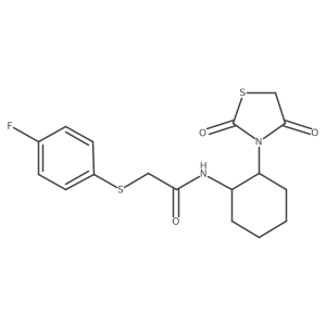 N-(2-(2,4-dioxothiazolidin-3-yl)cyclohexyl)-2-((4-fluorophenyl)thio)acetamide Structure