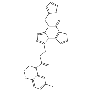 8-[(furan-2-yl)methyl]-12-{[2-(6-methyl-3,4-dihydro-2H-1,4-benzoxazin-4-yl)-2-oxoethyl]sulfanyl}-5-thia-1,8,10,11-tetraazatricyclo[7.3.0.0^{2,6}]dodeca-2(6),3,9,11-tetraen-7-one Structure