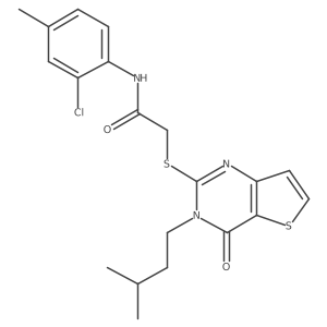 N-(2-chloro-4-methylphenyl)-2-{[3-(3-methylbutyl)-4-oxo-3,4-dihydrothieno[3,2-d]pyrimidin-2-yl]sulfanyl}acetamide结构式