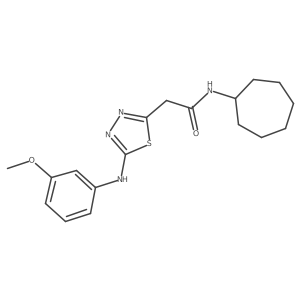 N-cycloheptyl-2-(5-((3-methoxyphenyl)amino)-1,3,4-thiadiazol-2-yl)acetamide结构式