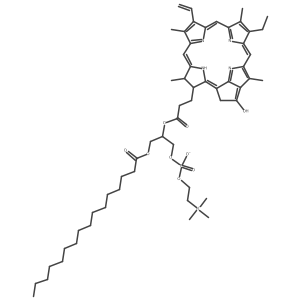 C=CC1=C(C)C2=NC1=CC1=NC(=CC3=C(C)C4=C(O)CC(=C5NC(=C2)C(C)C5CCC(=O)OC(COC(=O)CCCCCCCCCCCCCCC)COP(=O)([O-])OCC[N+](C)(C)C)C4=N3)C(CC)=C1C结构式