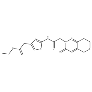 ethyl (2-{[(3-oxo-3,5,7,8-tetrahydro-2H-thiopyrano[4,3-c]pyridazin-2-yl)acetyl]amino}-1,3-thiazol-4-yl)acetate Structure