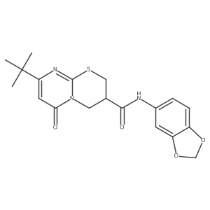 N-(benzo[d][1,3]dioxol-5-yl)-8-(tert-butyl)-6-oxo-2,3,4,6-tetrahydropyrimido[2,1-b][1,3]thiazine-3-carboxamide结构式