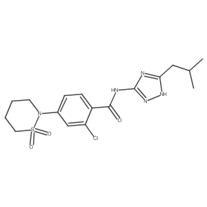 2-chloro-4-(1,1-dioxido-1,2-thiazinan-2-yl)-N-[3-(2-methylpropyl)-1H-1,2,4-triazol-5-yl]benzamide Structure