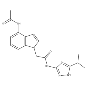 2-[4-(acetylamino)-1H-indol-1-yl]-N-[3-(propan-2-yl)-1H-1,2,4-triazol-5-yl]acetamide结构式