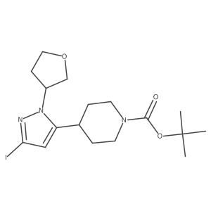 tert-butyl 4-(3-iodo-1-(tetrahydrofuran-3-yl)-1H-pyrazol-5-yl)piperidine-1-carboxylate Structure