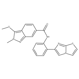 N-(2-(imidazo[2,1-b]thiazol-6-yl)phenyl)-3-methoxy-2-methyl-2H-indazole-6-carboxamide结构式