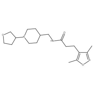 3-(3,5-dimethylisoxazol-4-yl)-N-((1-(tetrahydrofuran-3-yl)piperidin-4-yl)methyl)propanamide结构式