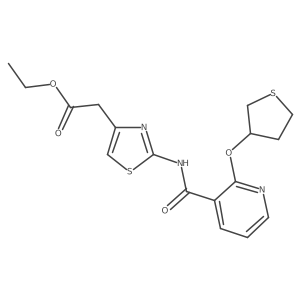 Ethyl 2-(2-(2-((tetrahydrothiophen-3-yl)oxy)nicotinamido)thiazol-4-yl)acetate结构式