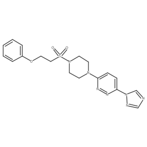 3-(4-((2-phenoxyethyl)sulfonyl)piperazin-1-yl)-6-(1H-1,2,4-triazol-1-yl)pyridazine结构式