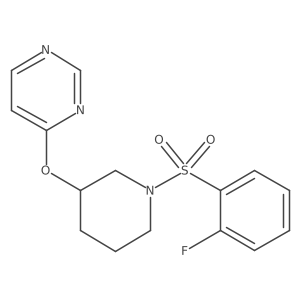 4-((1-((2-Fluorophenyl)sulfonyl)piperidin-3-yl)oxy)pyrimidine结构式