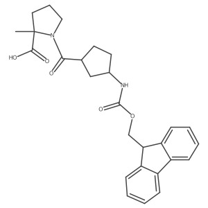 (2S)-1-[3-({[(9H-fluoren-9-yl)methoxy]carbonyl}amino)cyclopentanecarbonyl]-2-methylpyrrolidine-2-carboxylic acid Structure