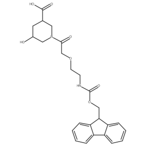 1-{2-[2-({[(9H-fluoren-9-yl)methoxy]carbonyl}amino)ethoxy]acetyl}-5-hydroxypiperidine-3-carboxylic acid结构式