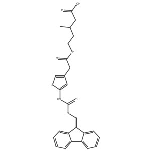 5-{2-[2-({[(9H-fluoren-9-yl)methoxy]carbonyl}amino)-1,3-thiazol-4-yl]acetamido}-3-methylpentanoic acid Structure