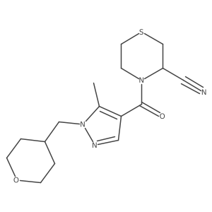 4-[5-Methyl-1-(oxan-4-ylmethyl)pyrazole-4-carbonyl]thiomorpholine-3-carbonitrile结构式