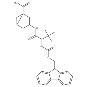 (1RS,3RS,5RS)-3-[(2S)-2-({[(9H-fluoren-9-yl)methoxy]carbonyl}amino)-3,3-dimethylbutanamido]bicyclo[3.1.0]hexane-1-carboxylic acid Structure