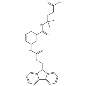 rac-4-{[(1R,5S)-5-({[(9H-fluoren-9-yl)methoxy]carbonyl}amino)cyclohex-3-en-1-yl]formamido}-4-methylpentanoic acid结构式