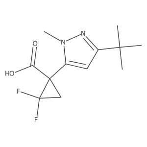 1-(3-tert-butyl-1-methyl-1H-pyrazol-5-yl)-2,2-difluorocyclopropane-1-carboxylic acid结构式