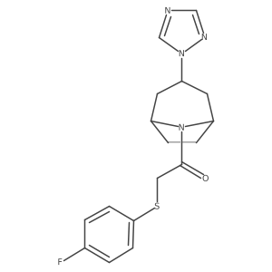 2-[(4-fluorophenyl)sulfanyl]-1-[3-(1H-1,2,4-triazol-1-yl)-8-azabicyclo[3.2.1]octan-8-yl]ethan-1-one结构式