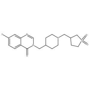 3-({4-[(7-Fluoro-4-oxo-3,4-dihydroquinazolin-3-yl)methyl]piperidin-1-yl}methyl)-1lambda6-thiolane-1,1-dione Structure
