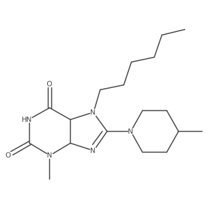 7-Hexyl-3-methyl-8-(4-methylpiperidin-1-yl)-4,5-dihydropurine-2,6-dione结构式