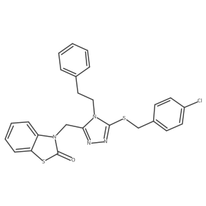 3-((5-((4-chlorobenzyl)thio)-4-phenethyl-4H-1,2,4-triazol-3-yl)methyl)benzo[d]thiazol-2(3H)-one结构式