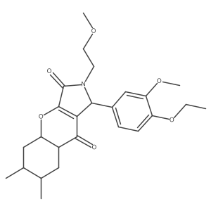 1-(4-ethoxy-3-methoxyphenyl)-2-(2-methoxyethyl)-6,7-dimethyl-4a,5,6,7,8,8a-hexahydro-1H-chromeno[2,3-c]pyrrole-3,9-dione结构式