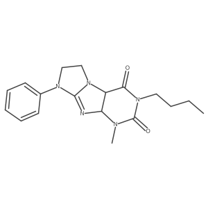 2-Butyl-4-methyl-6-phenyl-4a,7,8,9a-tetrahydropurino[7,8-a]imidazole-1,3-dione结构式
