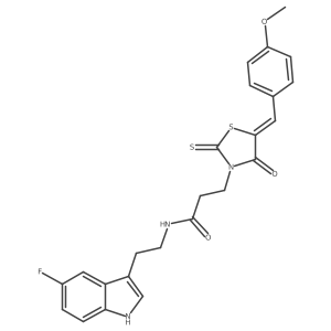 (Z)-N-(2-(5-fluoro-1H-indol-3-yl)ethyl)-3-(5-(4-methoxybenzylidene)-4-oxo-2-thioxothiazolidin-3-yl)propanamide结构式