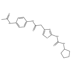 2-{2-[(cyclopentylcarbamoyl)amino]-1,3-thiazol-4-yl}-N-(4-acetamidophenyl)acetamide结构式
