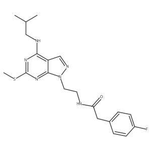 2-(4-fluorophenyl)-N-(2-(4-(isobutylamino)-6-(methylthio)-1H-pyrazolo[3,4-d]pyrimidin-1-yl)ethyl)acetamide Structure