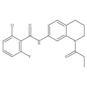 2-chloro-6-fluoro-N-(1-propanoyl-1,2,3,4-tetrahydroquinolin-7-yl)benzamide结构式